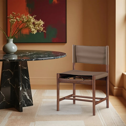 Isolde Brown Vegan Leather Upholstered Dining Chair , 2-Piece (Style 2)
