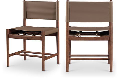 Isolde Brown Vegan Leather Upholstered Dining Chair , 2-Piece (Style 2)