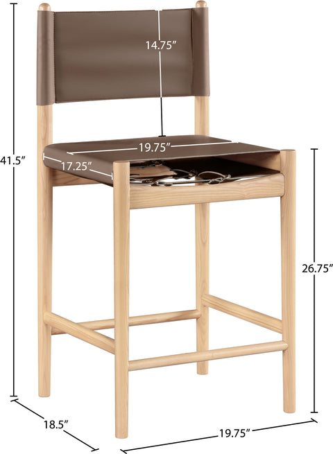 Isolde Brown Vegan Leather Upholstered Counter Stool , 1 Piece (Style 1)