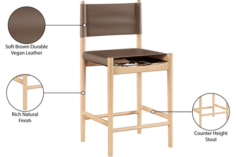 Isolde Brown Vegan Leather Upholstered Counter Stool , 1 Piece (Style 1)