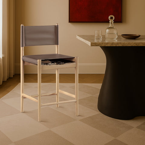 Isolde Brown Vegan Leather Upholstered Counter Stool , 1 Piece (Style 1)