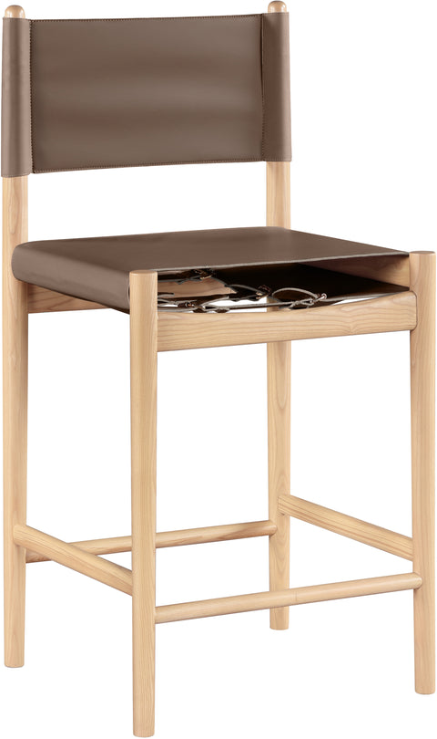 Isolde Brown Vegan Leather Upholstered Counter Stool , 1 Piece (Style 1)