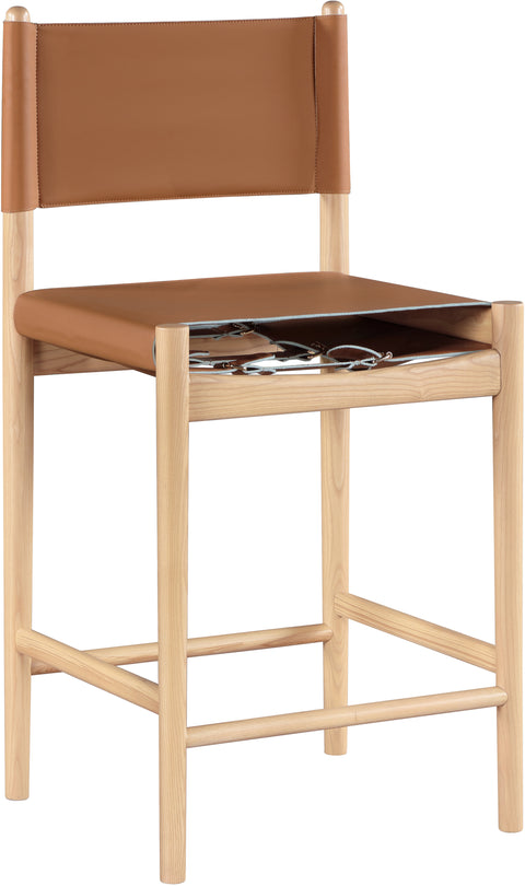 Isolde Cognac Vegan Leather Upholstered Counter Stool , 1 Piece (Style 1)