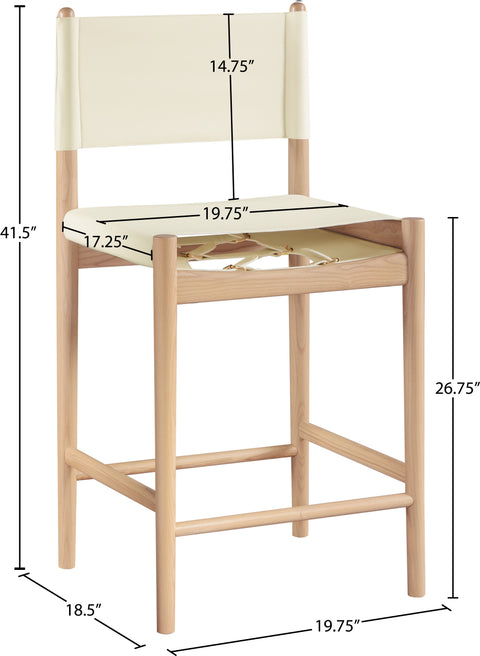 Isolde Cream Vegan Leather Upholstered Counter Stool , 1 Piece (Style 1)