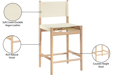 Isolde Cream Vegan Leather Upholstered Counter Stool , 1 Piece (Style 1)