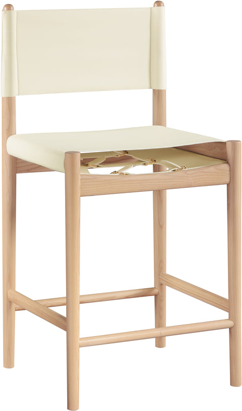 Isolde Cream Vegan Leather Upholstered Counter Stool , 1 Piece (Style 1)