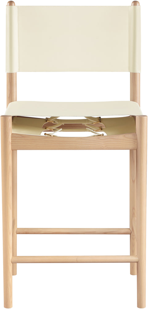 Isolde Cream Vegan Leather Upholstered Counter Stool , 1 Piece (Style 1)