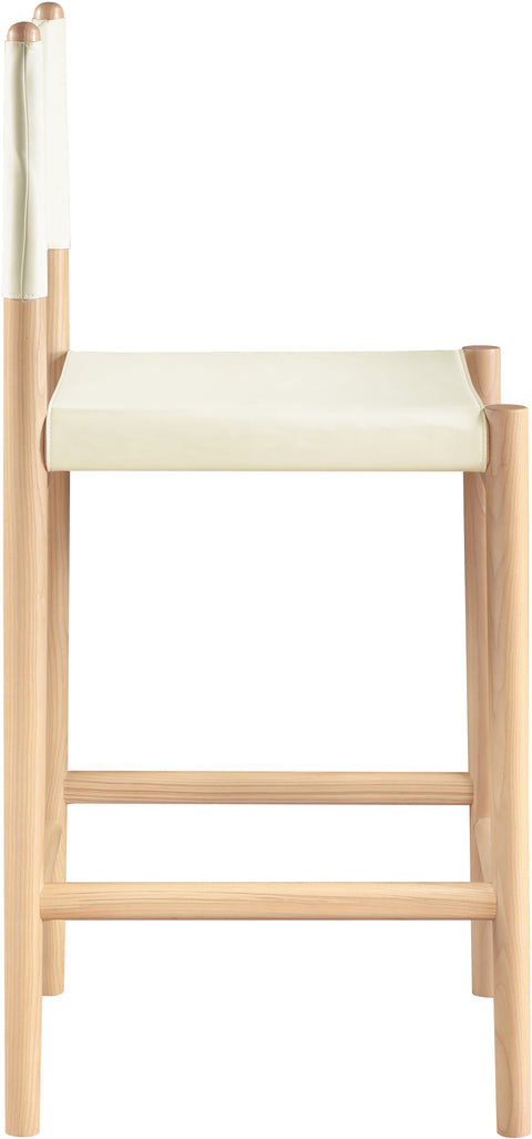 Isolde Cream Vegan Leather Upholstered Counter Stool , 1 Piece (Style 1)