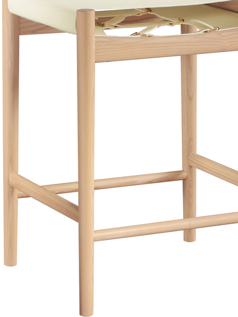 Isolde Cream Vegan Leather Upholstered Counter Stool , 1 Piece (Style 1)