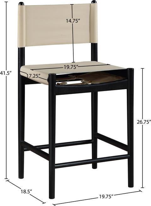 Isolde Beige Vegan Leather Upholstered Counter Stool , 1 Piece (Style 1)