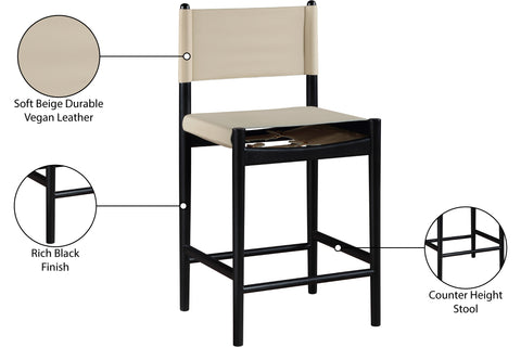 Isolde Beige Vegan Leather Upholstered Counter Stool , 1 Piece (Style 1)