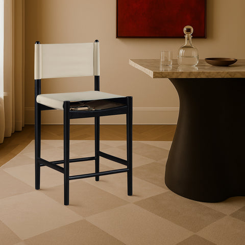Isolde Beige Vegan Leather Upholstered Counter Stool , 1 Piece (Style 1)