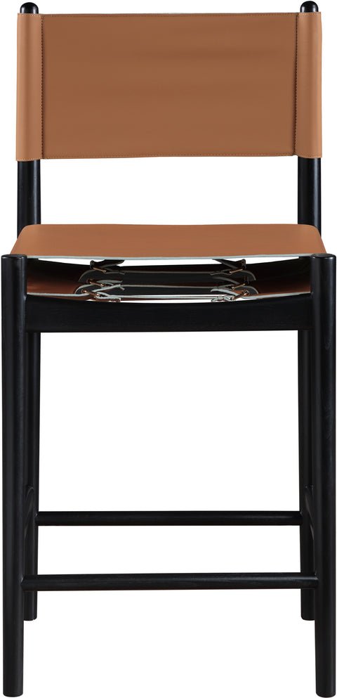 Isolde Cognac Vegan Leather Upholstered Counter Stool , 1 Piece (Style 2)