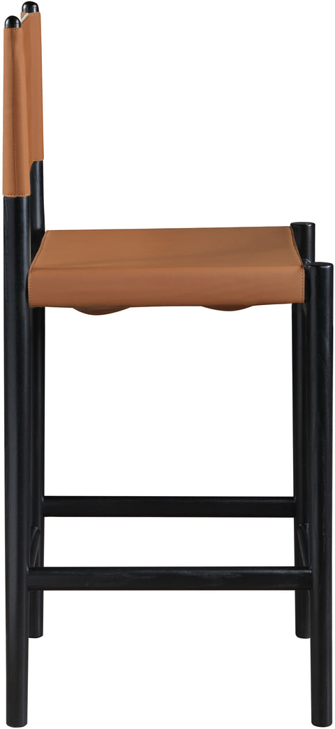 Isolde Cognac Vegan Leather Upholstered Counter Stool , 1 Piece (Style 2)