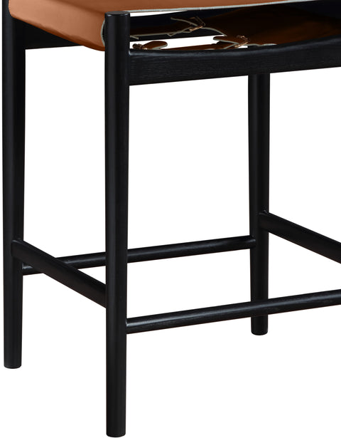 Isolde Cognac Vegan Leather Upholstered Counter Stool , 1 Piece (Style 2)