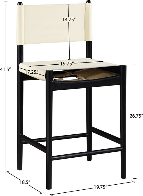 Isolde Cream Vegan Leather Upholstered Counter Stool , 1 Piece (Style 2)