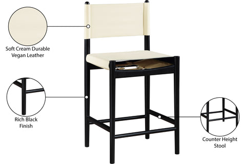 Isolde Cream Vegan Leather Upholstered Counter Stool , 1 Piece (Style 2)