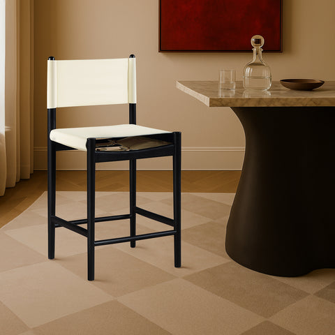 Isolde Cream Vegan Leather Upholstered Counter Stool , 1 Piece (Style 2)