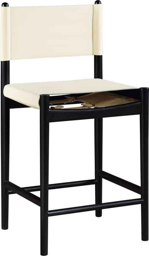 Isolde Cream Vegan Leather Upholstered Counter Stool , 1 Piece (Style 2)