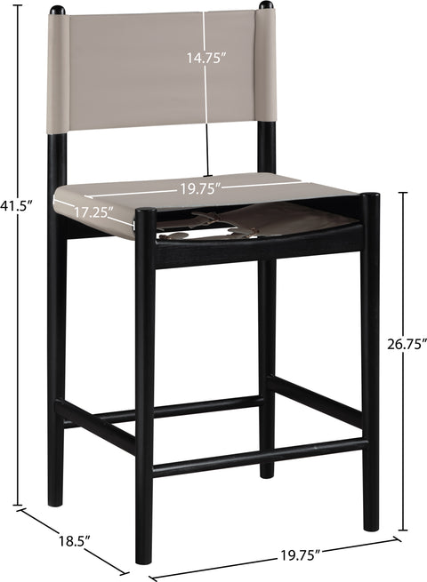 Isolde Taupe Vegan Leather Upholstered Counter Stool, 1 Piece