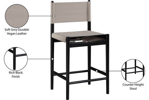 Isolde Taupe Vegan Leather Upholstered Counter Stool, 1 Piece