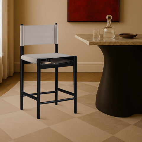 Isolde Taupe Vegan Leather Upholstered Counter Stool, 1 Piece