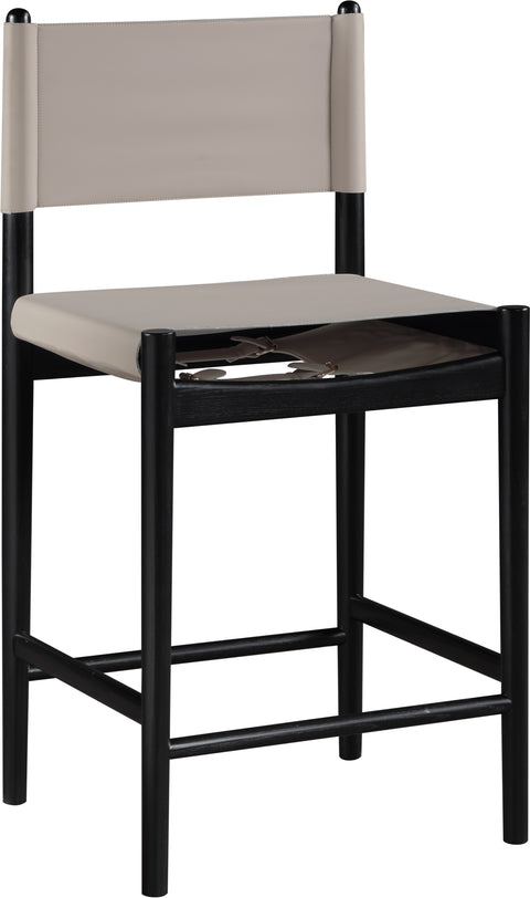 Isolde Taupe Vegan Leather Upholstered Counter Stool, 1 Piece