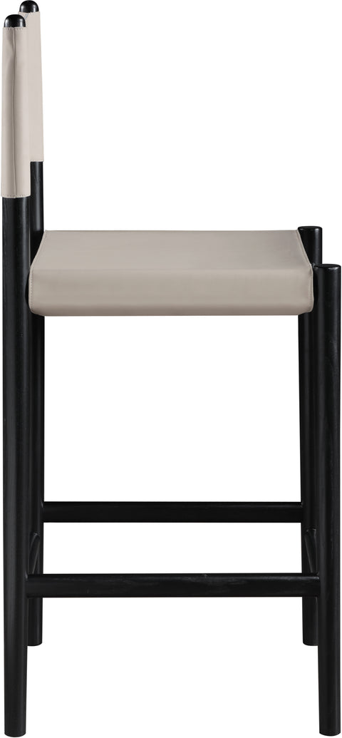 Isolde Taupe Vegan Leather Upholstered Counter Stool, 1 Piece