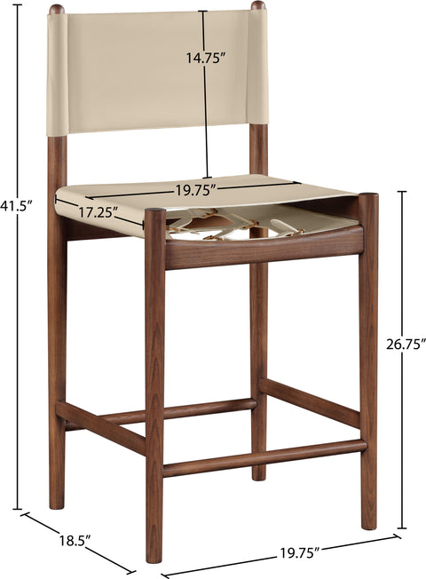 Isolde Beige Vegan Leather Upholstered Counter Stool , 1 Piece (Style 2)