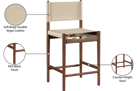 Isolde Beige Vegan Leather Upholstered Counter Stool , 1 Piece (Style 2)