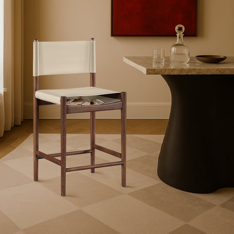 Isolde Beige Vegan Leather Upholstered Counter Stool , 1 Piece (Style 2)