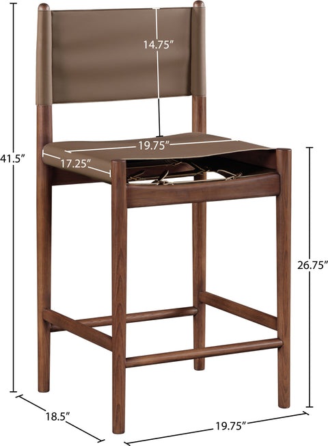 Isolde Brown Vegan Leather Upholstered Counter Stool , 1 Piece (Style 2)