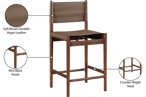 Isolde Brown Vegan Leather Upholstered Counter Stool , 1 Piece (Style 2)