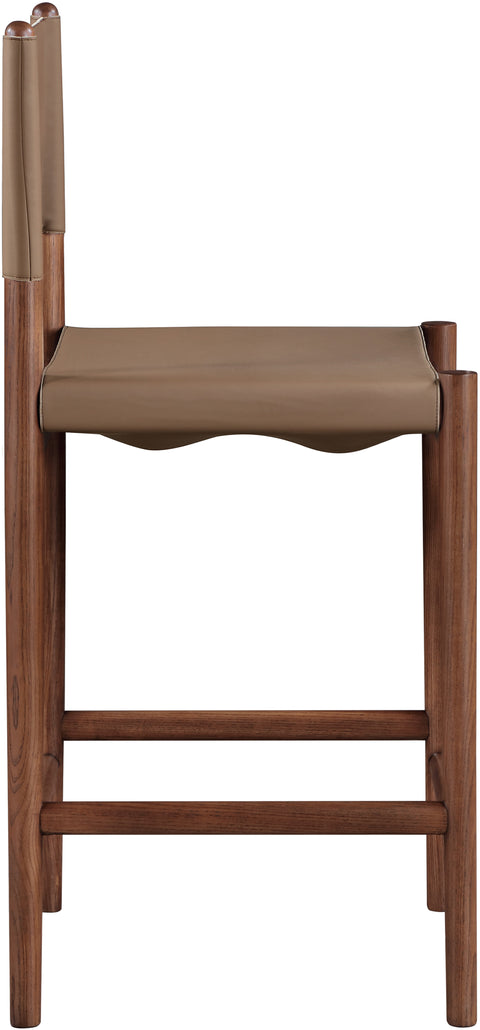 Isolde Brown Vegan Leather Upholstered Counter Stool , 1 Piece (Style 2)
