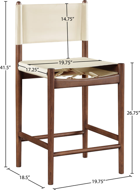 Isolde Cream Vegan Leather Upholstered Counter Stool , 1 Piece (Style 3)