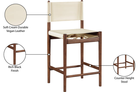 Isolde Cream Vegan Leather Upholstered Counter Stool , 1 Piece (Style 3)