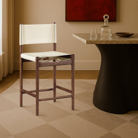 Isolde Cream Vegan Leather Upholstered Counter Stool , 1 Piece (Style 3)