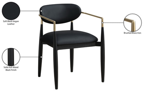 Harlow Black Vegan Leather Upholstered Dining Arm Chair , 2-Piece (Style 2)