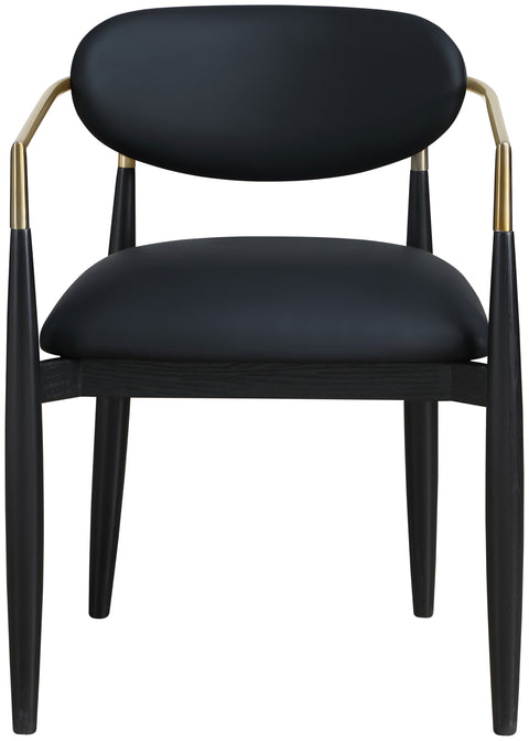 Harlow Black Vegan Leather Upholstered Dining Arm Chair , 2-Piece (Style 2)