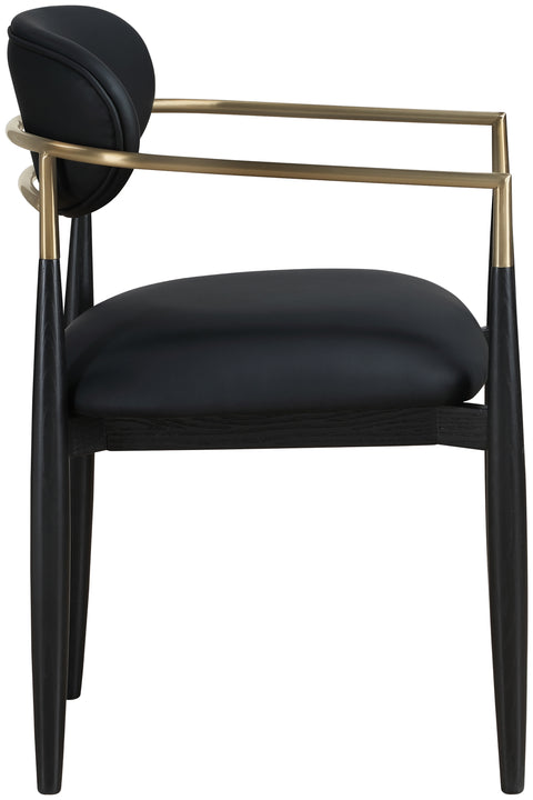 Harlow Black Vegan Leather Upholstered Dining Arm Chair , 2-Piece (Style 2)
