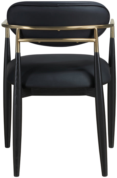 Harlow Black Vegan Leather Upholstered Dining Arm Chair , 2-Piece (Style 2)