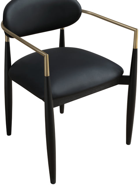 Harlow Black Vegan Leather Upholstered Dining Arm Chair , 2-Piece (Style 2)