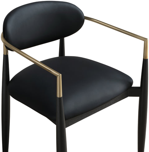 Harlow Black Vegan Leather Upholstered Dining Arm Chair , 2-Piece (Style 2)