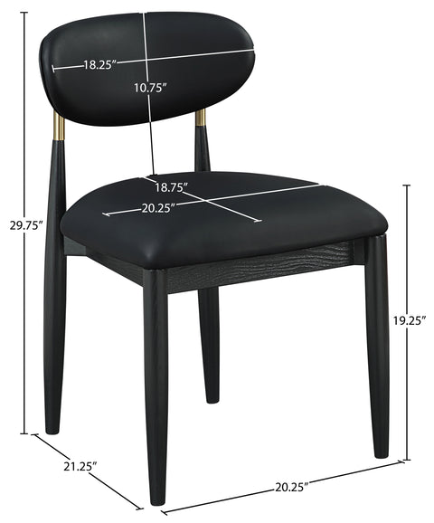 Harlow Black Vegan Leather Upholstered Dining Side Chair , 2-Piece (Style 2)