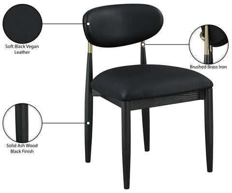 Harlow Black Vegan Leather Upholstered Dining Side Chair , 2-Piece (Style 2)