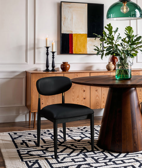 Harlow Black Vegan Leather Upholstered Dining Side Chair , 2-Piece (Style 2)