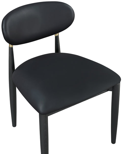 Harlow Black Vegan Leather Upholstered Dining Side Chair , 2-Piece (Style 2)