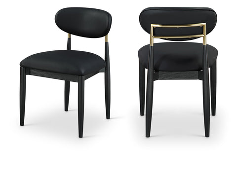 Harlow Black Vegan Leather Upholstered Dining Side Chair , 2-Piece (Style 2)