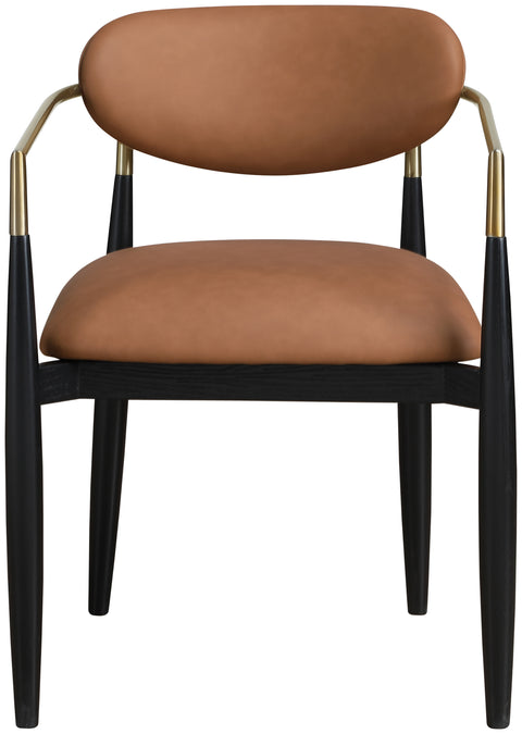 Harlow Cognac Vegan Leather Upholstered Dining Arm Chair , 2-Piece (Style 2)