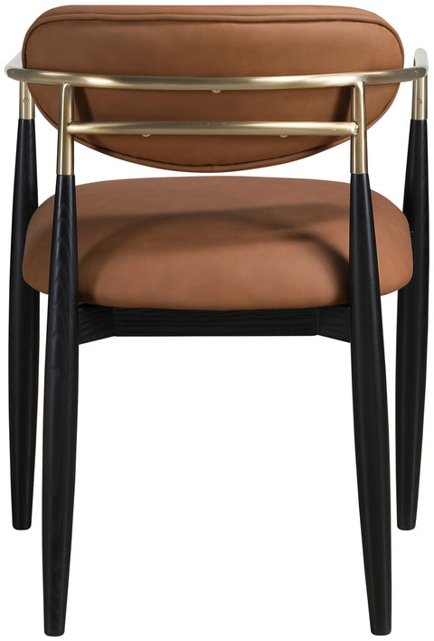 Harlow Cognac Vegan Leather Upholstered Dining Arm Chair , 2-Piece (Style 2)
